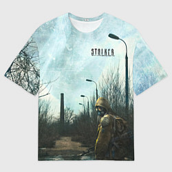 Футболка оверсайз мужская Stalker одиночка на дороге, цвет: 3D-принт