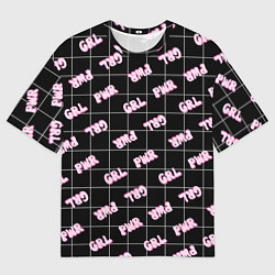 Футболка оверсайз мужская Girl power - черный в клетку, цвет: 3D-принт