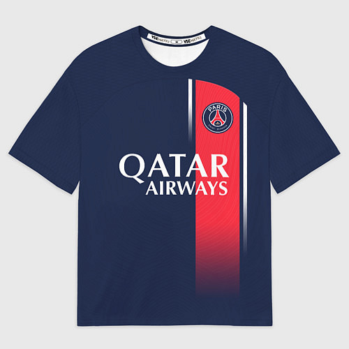 Мужская футболка оверсайз Лионель Месси форма ПСЖ 2324 домашняя / 3D-принт – фото 1