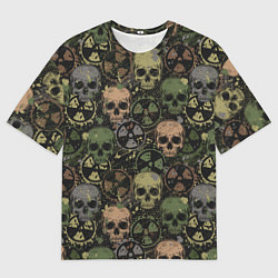 Футболка оверсайз мужская Черепа со знаками радиактивности, цвет: 3D-принт