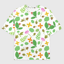 Мужская футболка оверсайз Цветы и листья