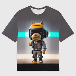 Мужская футболка оверсайз Малютка-капибара - нейросеть - киберпанк