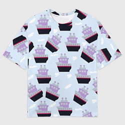 Мужская футболка оверсайз Корабль с трубами