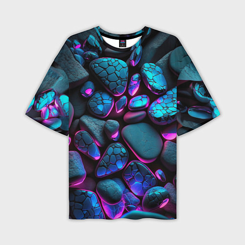 Мужская футболка оверсайз Неоновые камни / 3D-принт – фото 1