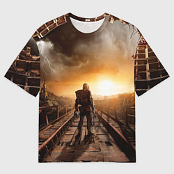 Мужская футболка оверсайз Жёлтое солнце Метро