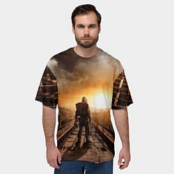 Футболка оверсайз мужская Жёлтое солнце Метро, цвет: 3D-принт — фото 2