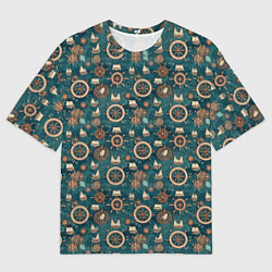 Мужская футболка оверсайз Штурвал паттерн