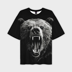 Мужская футболка оверсайз Агрессивный таежный медведь