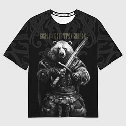 Мужская футболка оверсайз Велес медведь воин
