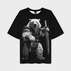 Мужская футболка оверсайз Белый медведь воин