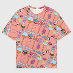 Футболка оверсайз мужская Сладкие конфетки, цвет: 3D-принт
