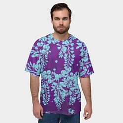 Футболка оверсайз мужская Blue flowers, цвет: 3D-принт — фото 2