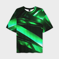 Мужская футболка оверсайз Зеленая неоновая абстракция