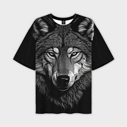 Мужская футболка оверсайз Спокойный уверенный волк