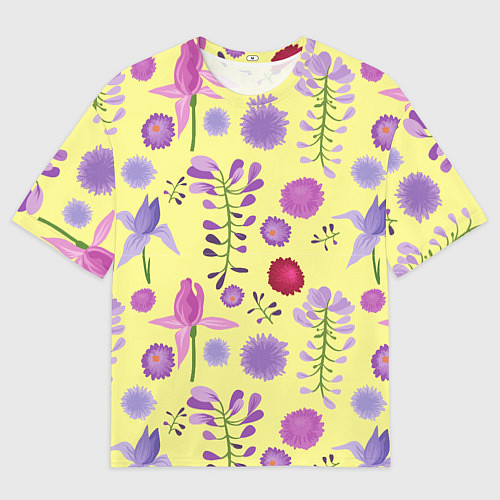 Мужская футболка оверсайз Фиолетовый цветник / 3D-принт – фото 1
