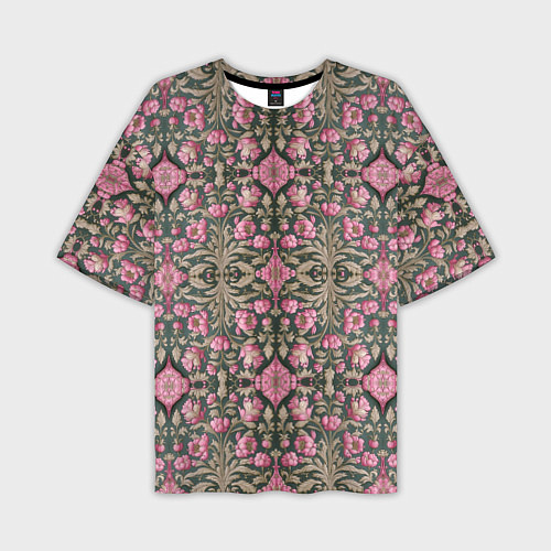 Мужская футболка оверсайз Серо-розовый средневековый паттерн / 3D-принт – фото 1