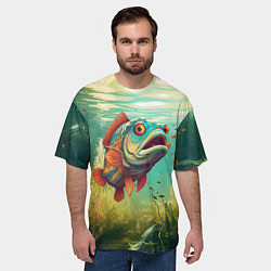 Футболка оверсайз мужская Рыбка карп в воде, цвет: 3D-принт — фото 2