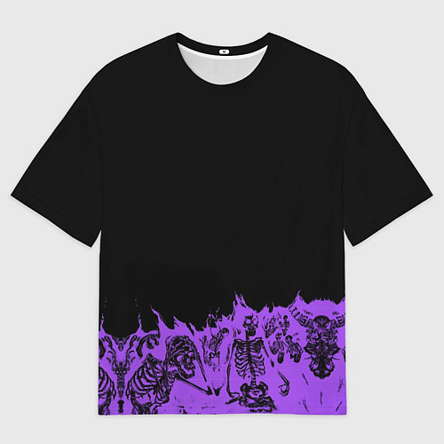 Мужская футболка оверсайз Скелеты в неоновом огне / 3D-принт – фото 1