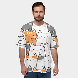 Футболка оверсайз мужская Семья котиков, цвет: 3D-принт — фото 2