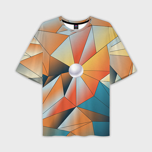 Мужская футболка оверсайз Жемчужина - градиент из полигональных треугольнико / 3D-принт – фото 1