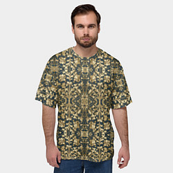 Футболка оверсайз мужская Объемный золотой цветочный узор, цвет: 3D-принт — фото 2
