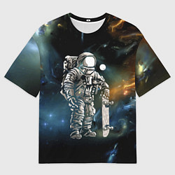 Футболка оверсайз мужская Космонавт-скейтбордист, цвет: 3D-принт