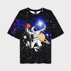Мужская футболка оверсайз Космический баскетбол