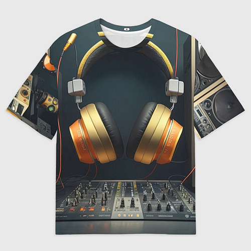 Мужская футболка оверсайз Золотые наушники / 3D-принт – фото 1