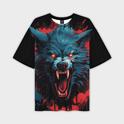 Мужская футболка оверсайз Wolf black red