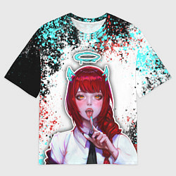 Мужская футболка оверсайз Макима с рожками - человек-бензопила