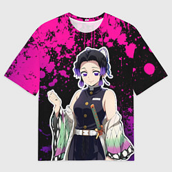 Мужская футболка оверсайз Шинобу кочо - неоновые брызги