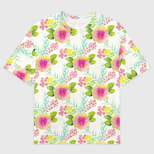 Мужская футболка оверсайз Цветочный настрой / 3D-принт – фото 1