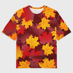 Футболка оверсайз мужская Кленовые листья паттерном, цвет: 3D-принт
