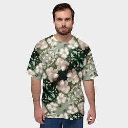 Футболка оверсайз мужская Нежные розовые цветочки, цвет: 3D-принт — фото 2