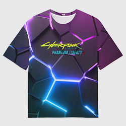Мужская футболка оверсайз Cyberpunk 2077 phantom liberty neon