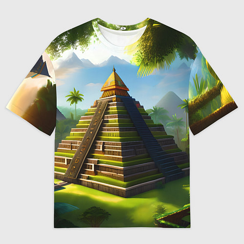Мужская футболка оверсайз Пирамида индейцев майя / 3D-принт – фото 1