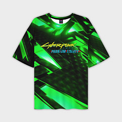 Мужская футболка оверсайз Cyberpunk 2077 phantom liberty neon green