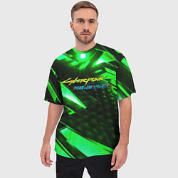 Футболка оверсайз мужская Cyberpunk 2077 phantom liberty neon green, цвет: 3D-принт — фото 2