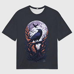 Мужская футболка оверсайз Ворон и луна от нейросети