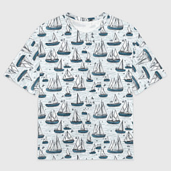 Мужская футболка оверсайз Кораблики паттерн