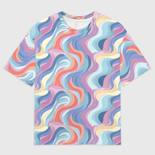 Мужская футболка оверсайз Абстрактные волны пастельные цвета / 3D-принт – фото 1