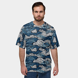 Футболка оверсайз мужская Морские волны паттерн, цвет: 3D-принт — фото 2