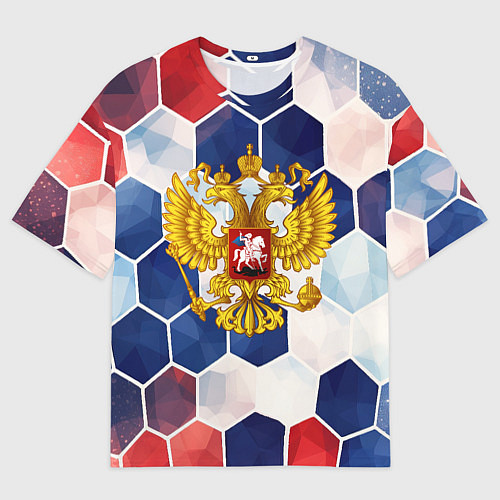 Мужская футболка оверсайз Герб России объемные плиты / 3D-принт – фото 1