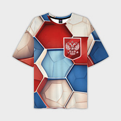 Футболка оверсайз мужская Объемные плиты и герб России, цвет: 3D-принт