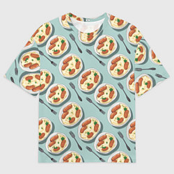 Мужская футболка оверсайз Пюрешка с сосисками