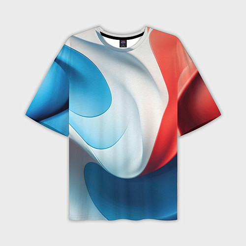 Мужская футболка оверсайз Объемная белая синяя красная текстура / 3D-принт – фото 1