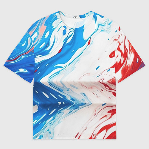 Мужская футболка оверсайз Белые синие красные брызги / 3D-принт – фото 1