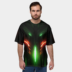 Футболка оверсайз мужская Абстракция и зеленое свечение, цвет: 3D-принт — фото 2