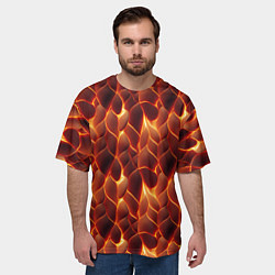 Футболка оверсайз мужская Огненная мозаичная текстура, цвет: 3D-принт — фото 2