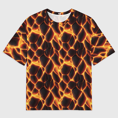 Мужская футболка оверсайз Раскалённые камни лавы / 3D-принт – фото 1